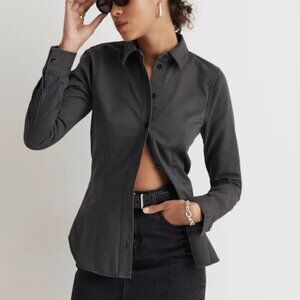 Madewell Darted Button Up Shirt Regenerative Chino Dark Gray Size 6/M NWT